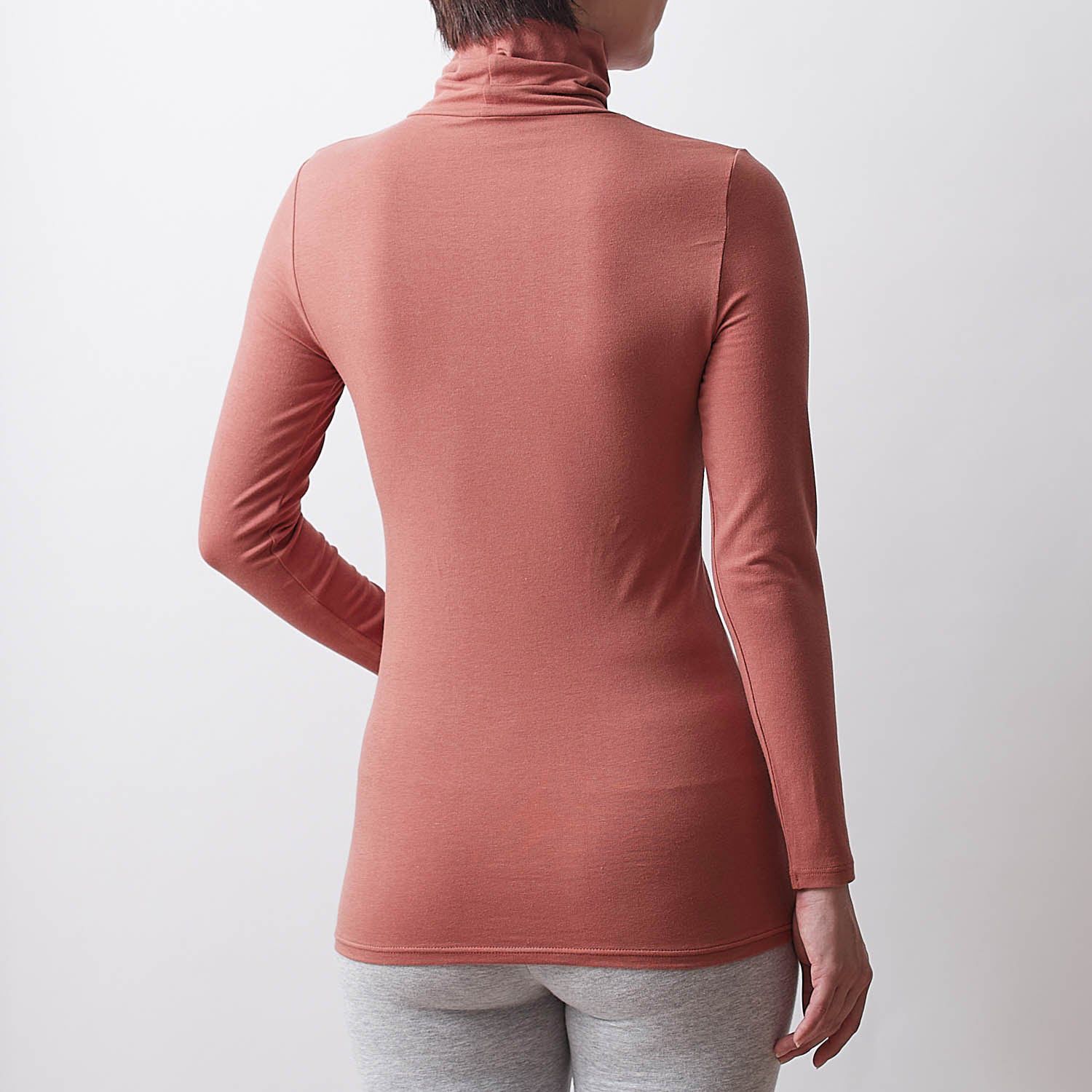 日本千趣會 - 95%棉 高領舒膚長袖發熱衣-媽媽-深灰