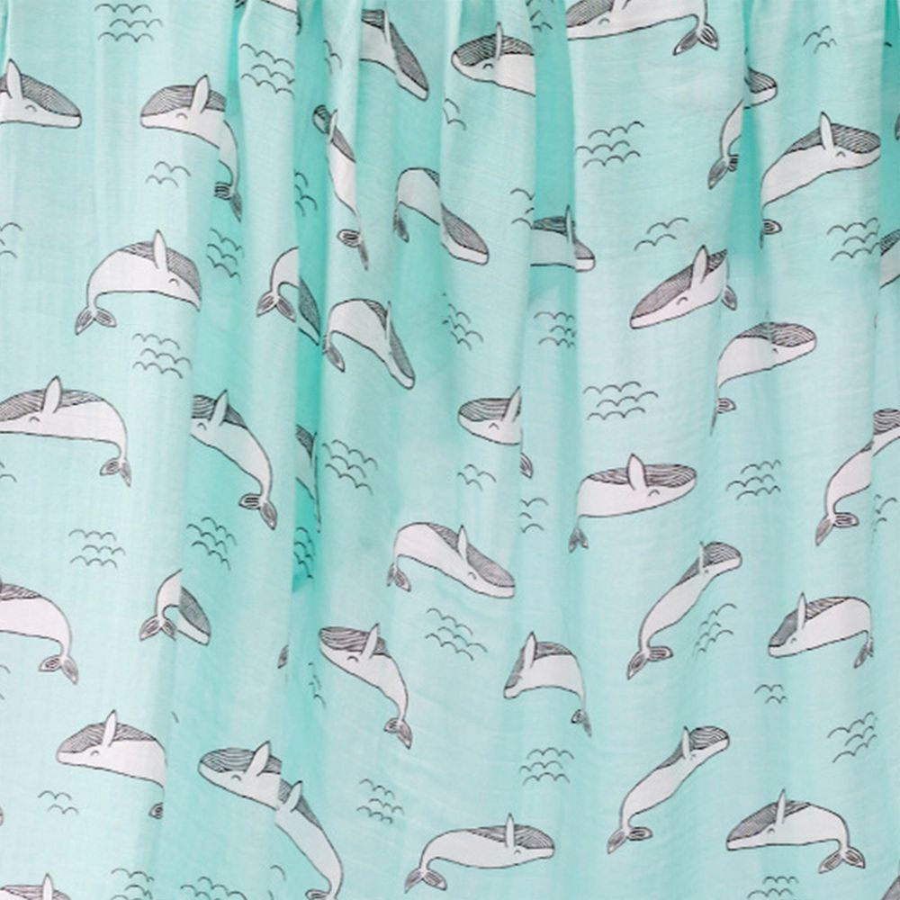 Muslin Tree - 印花雙層紗多功能嬰兒包巾-海浪鯨魚 (120*120cm)