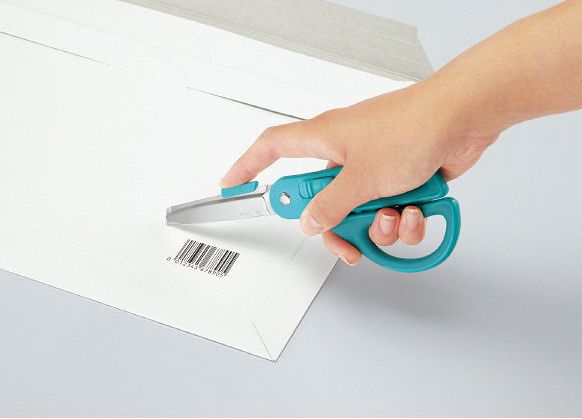 日本文具 KOKUYO - 2WAY附開箱刀片機能剪刀-藍