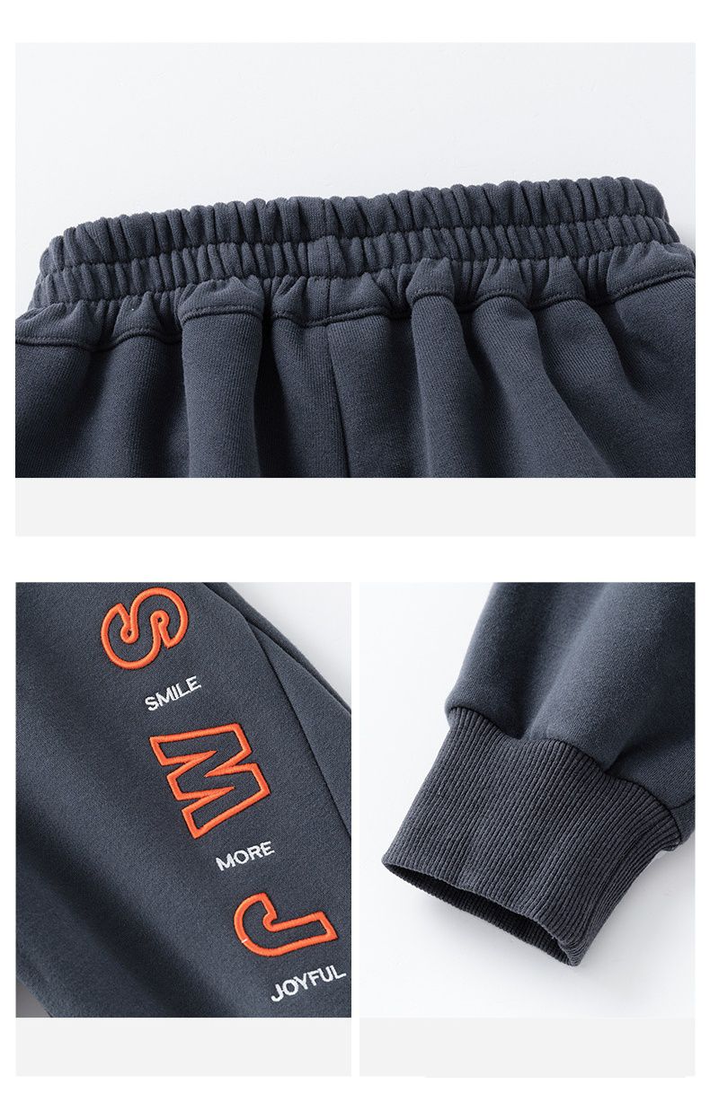 加絨腰鬆緊休閒保暖束口長褲-SMJ-淺灰色