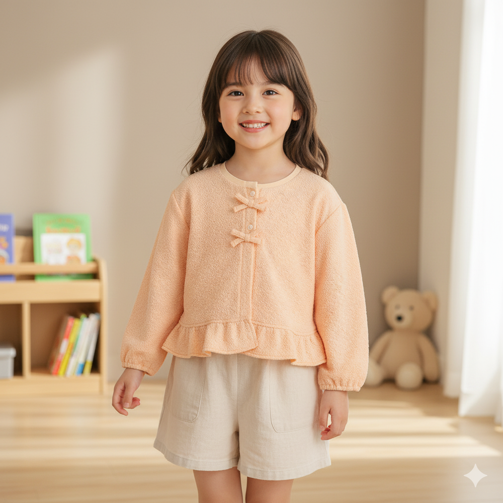 透膚感開襟外套-粉紅色