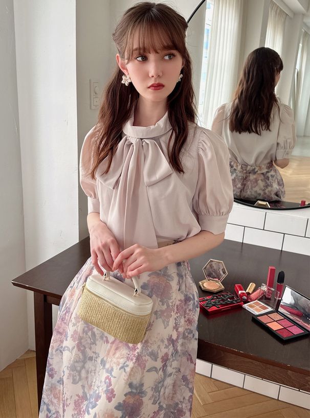 日本 GRL - 浪漫暈染碎花雪紡長裙-經典黑