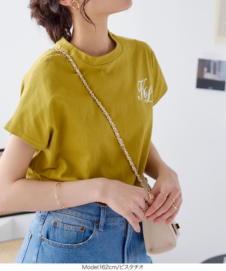 日本 Kobe Lettuce - 100%棉 舒適百搭短袖上衣-刺繡印花-淺黃