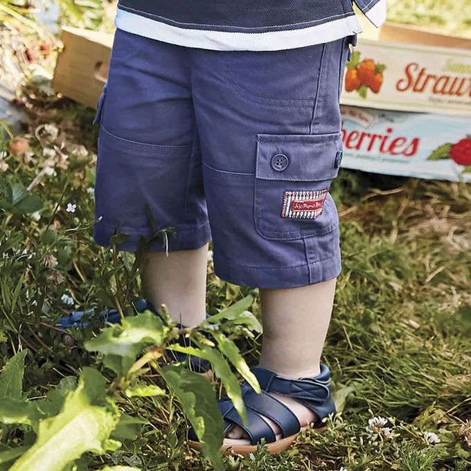 英國 JoJo Maman BeBe - 超優質嬰幼兒/兒童100%純棉多口袋短褲-靛藍