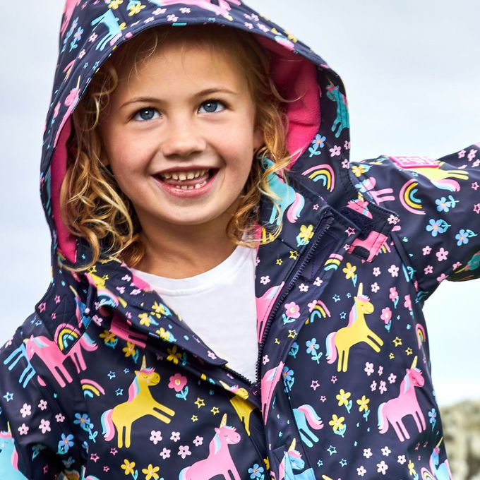 英國 JoJo Maman BeBe - 防雨/防風刷毛外套-獨角獸