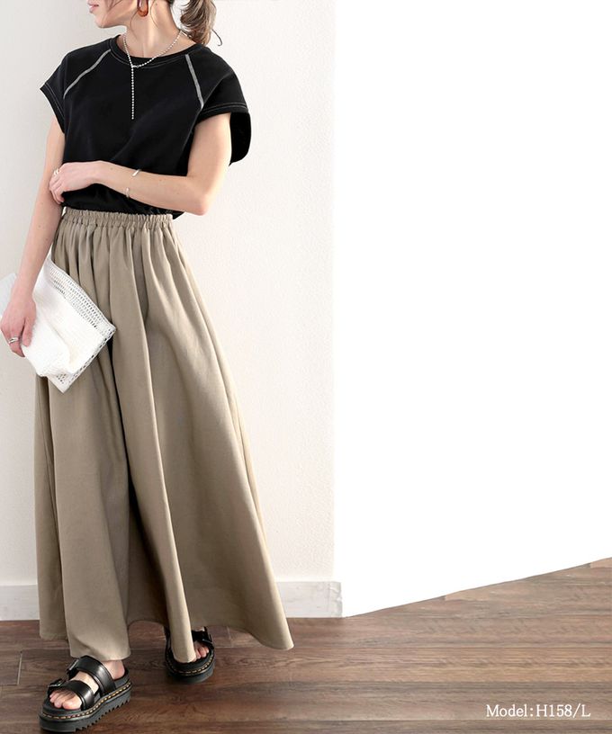 日本 Classical Elf - 自然感棉麻涼爽顯瘦長裙-淺米杏