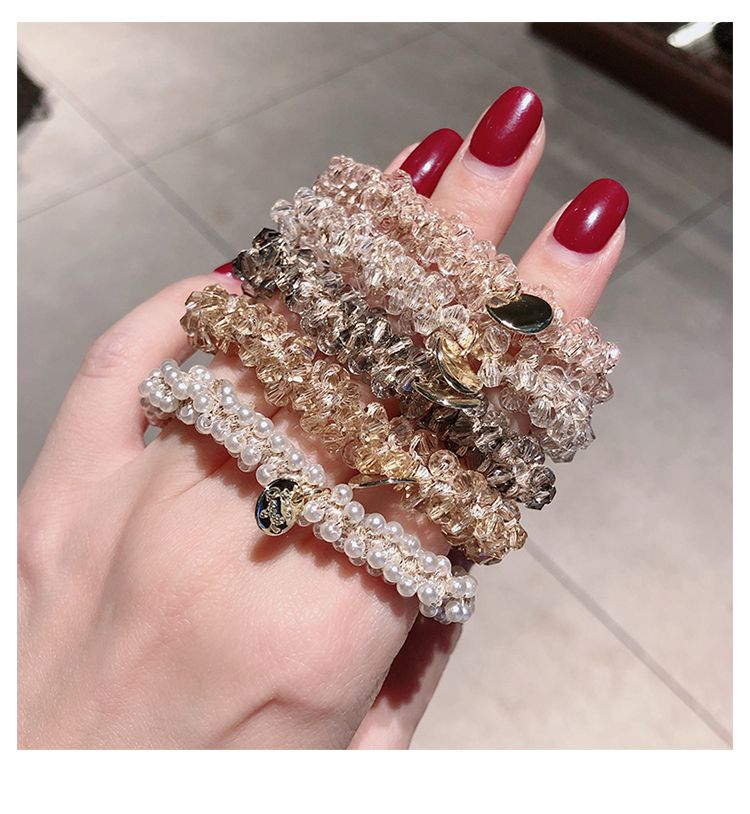 珍珠水晶兩用手鏈/髮圈-珍珠-白色