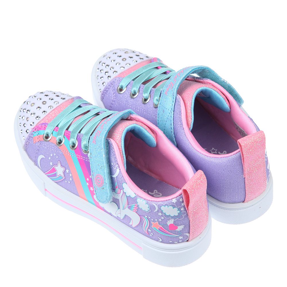 SKECHERS - 夢幻獨角獸紫色兒童電燈休閒鞋