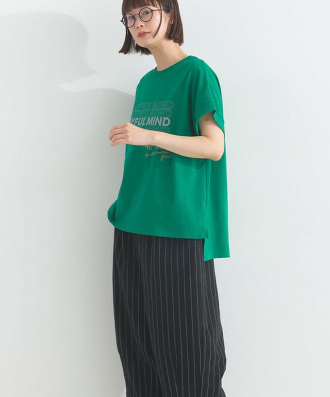 日本 Lupilien - 16OE天竺棉 法式英文標語短袖上衣-白