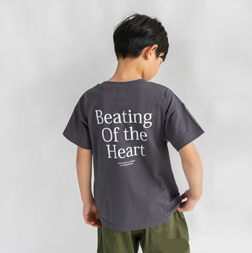 100%天竺棉定番印花短袖上衣-背後英文-炭灰