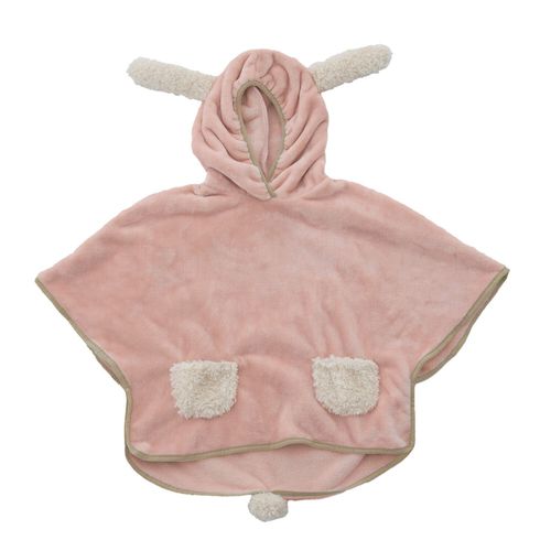 日本 BISQUE - 動物造型連帽超柔軟保暖斗篷-兔兔-櫻花粉 (3-5y)