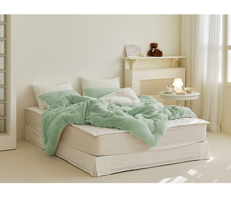 韓國 Maatila - 蓬鬆感高密度絨毛保暖棉被-湖水綠