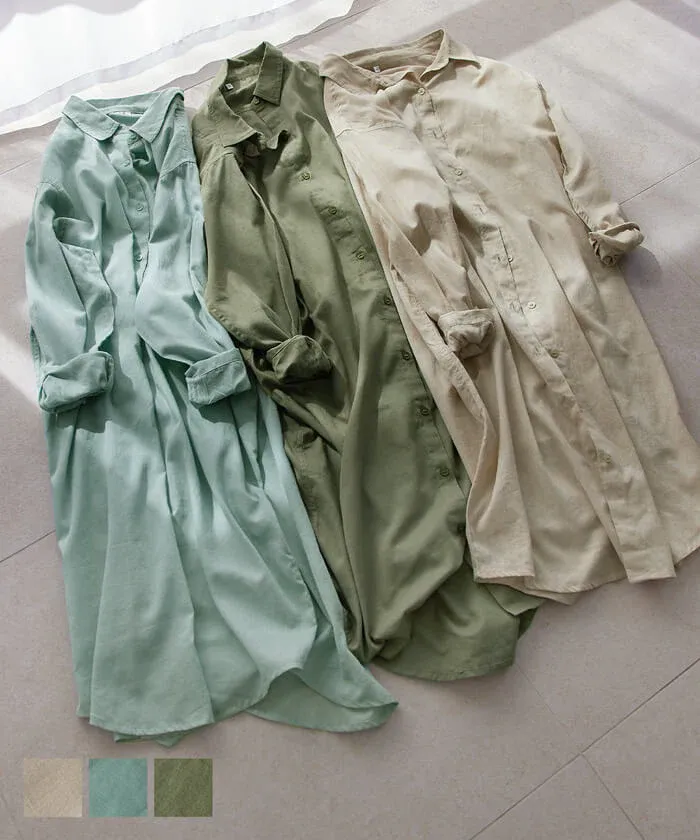 日本 COCA - 純棉透感長版薄外套-軍綠