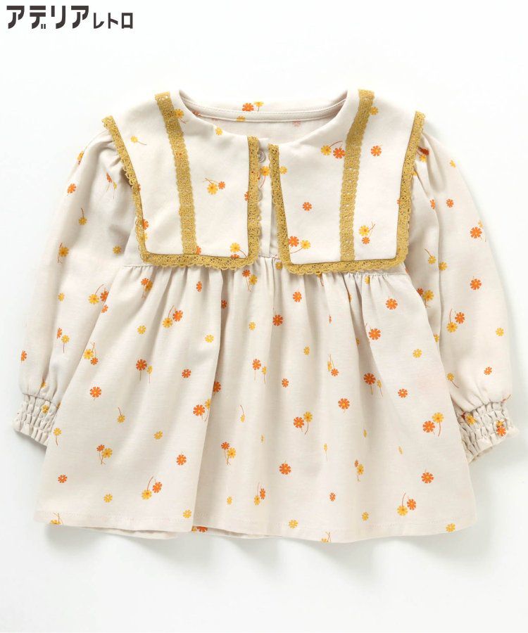 日本 BREEZE - 聯名款 昭和風文藝翻領長袖上衣-蒲公英點點-米白