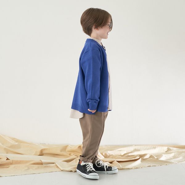 日本 b-ROOM - 字母刺繡針織開襟衫(可機洗)-灰