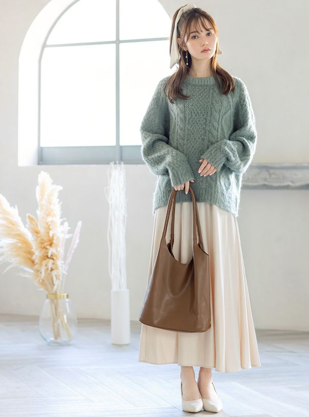 日本 GRL - 軟皮質感肩背包-黑 (F)