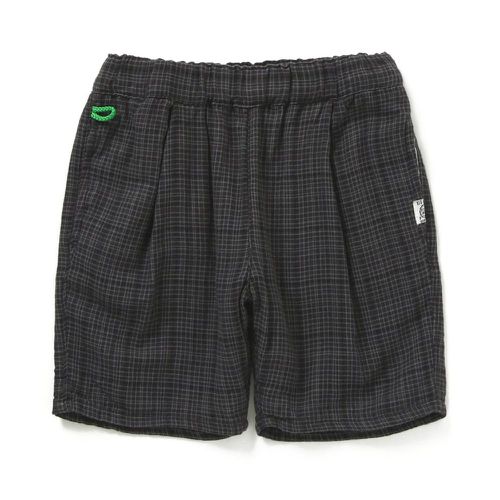 日本 BREEZE - 時尚休閒廚師褲(5分丈)-格紋-黑