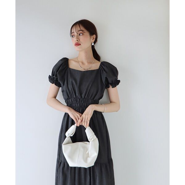 日本 BLUE EAST - 甜美氣質泡泡袖收腰洋裝-薄荷綠