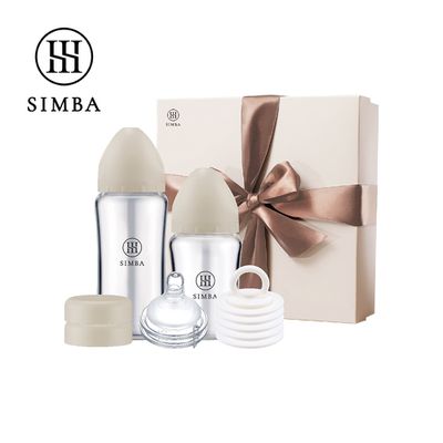 Simba 小獅王辛巴 - 蘊蜜質金玻璃寬口奶瓶新生入門禮盒-杏茶