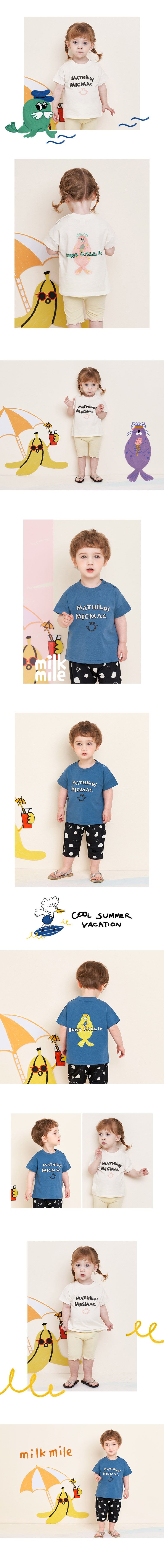 韓國 milk mile - 站立海豹英文字上衣-靛藍