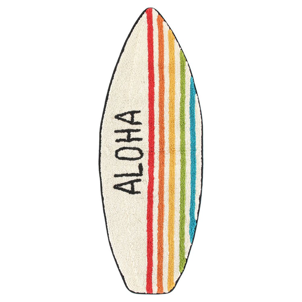 日本 TOMO - 夏威夷海洋風針織地墊-衝浪板L-彩虹 (L(約118×38cm))