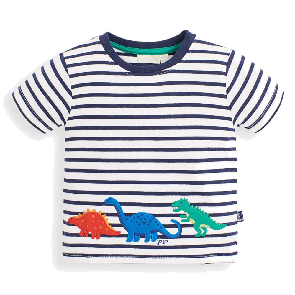 英國 JoJo Maman BeBe - 超優質嬰幼兒/兒童100％純棉短袖上衣/T-shirt/動物T-恐龍大遊行