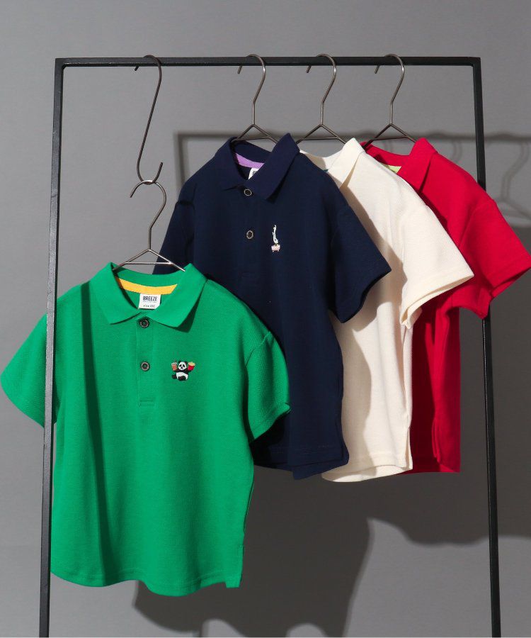 日本 BREEZE - 童趣動物刺繡短袖POLO衫-滑板鴨-深藍