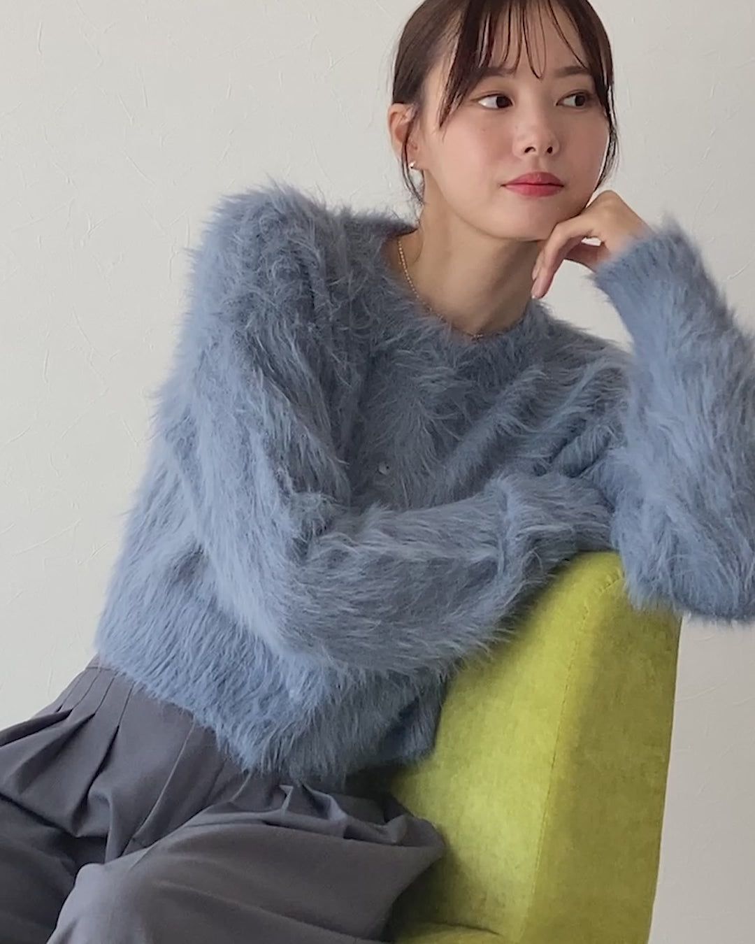 日本 BLUE EAST - 時尚毛絨感長袖外套-深灰