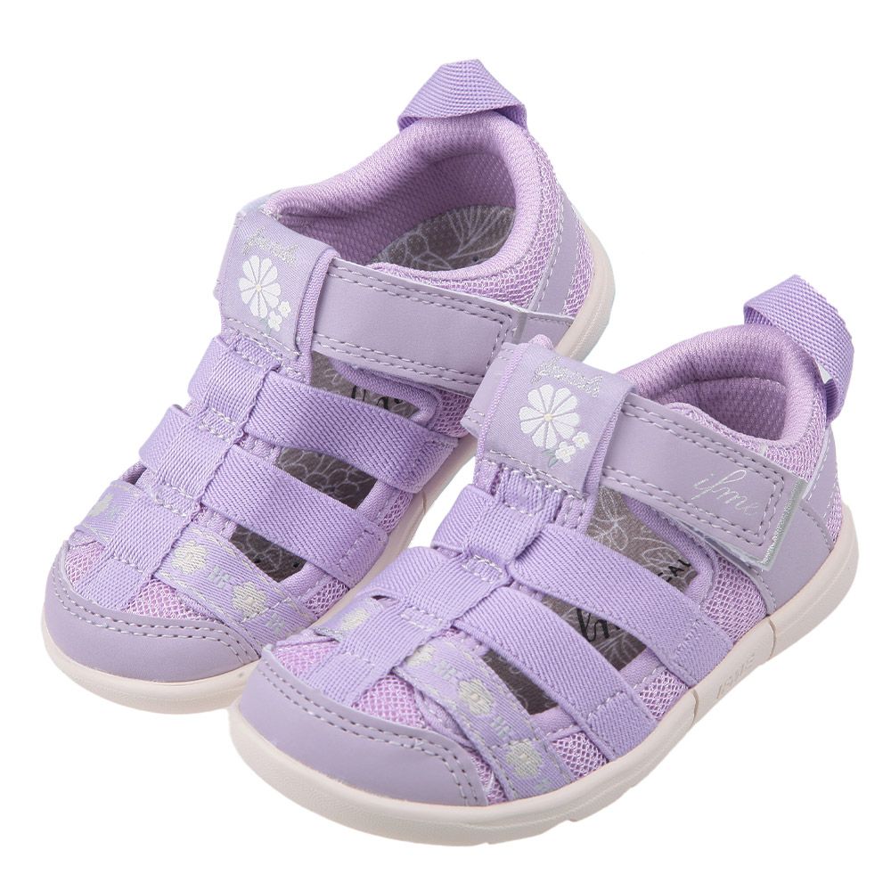 日本IFME - 紫色美花中童機能水涼鞋
