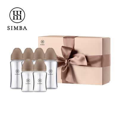 Simba 小獅王辛巴 - 蘊蜜質金玻璃寬口奶瓶禮盒-摩卡慕斯