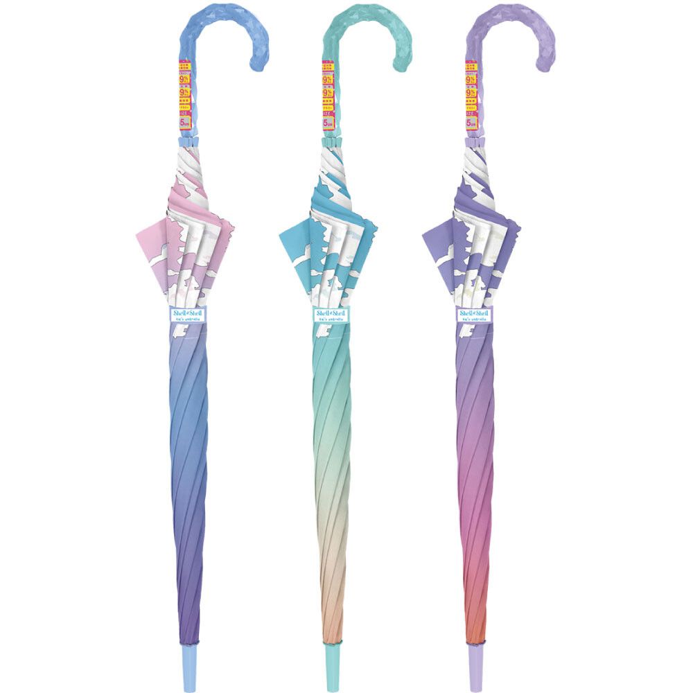 日本中谷 - 抗UV 99%遮光晴雨兩用兒童直傘-雲朵-晚霞粉 (55cm(身高130cm以上))