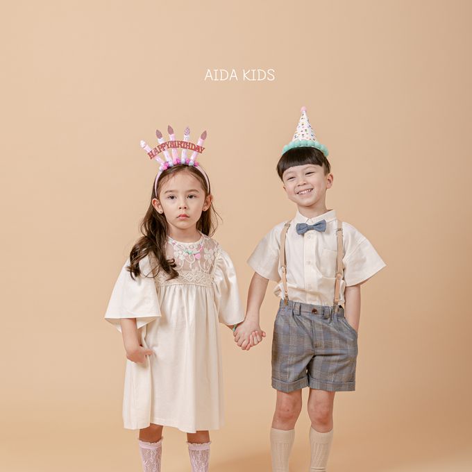 韓國 AIDA - 鬆緊腰紳士格紋反摺短褲-灰紫