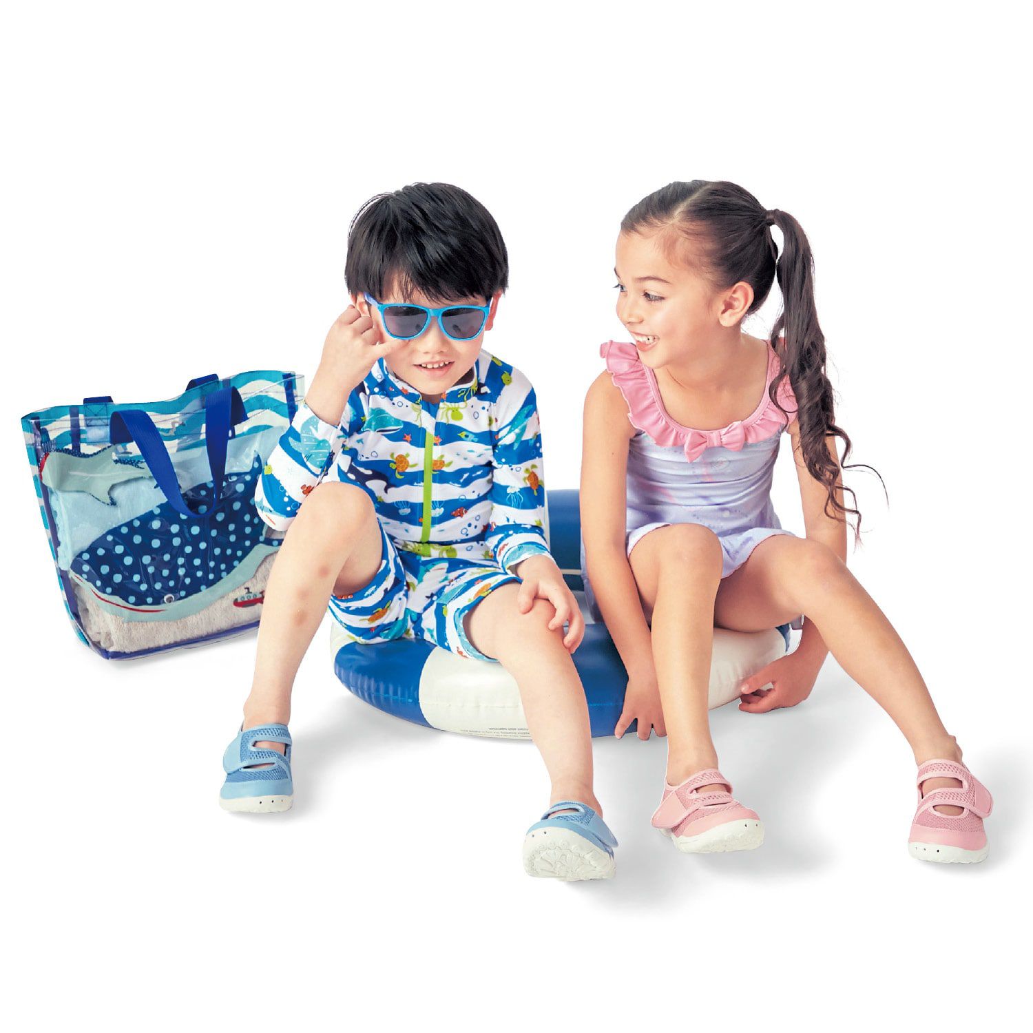 日本千趣會 - PVC防水包/游泳手提包-鯨鯊-水藍 (41×31×15cm)