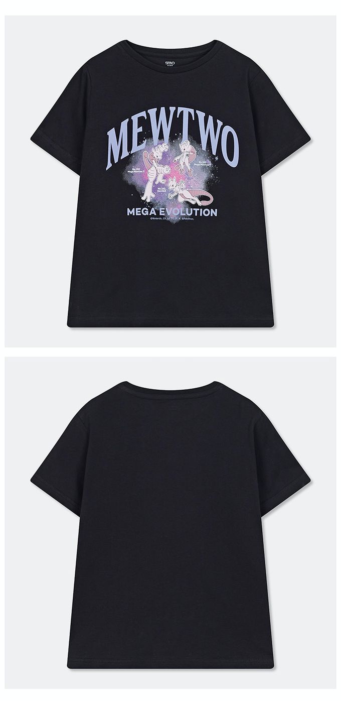 韓國童裝代購 - SPAO KIDS聯名短袖上衣-卡通人物超夢家族-黑