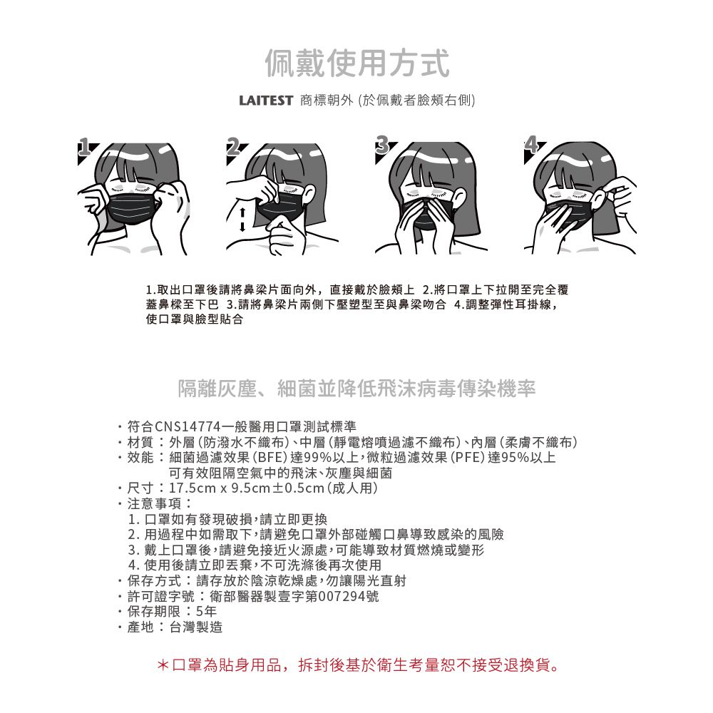 醫療防護口罩/成人 煙石灰 30入盒裝(都會時尚系列)-平面口罩-灰色