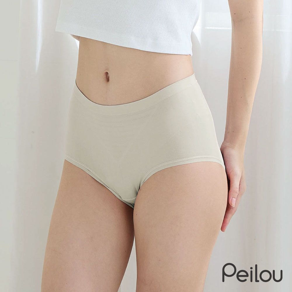 貝柔 Peilou - 透涼抗菌鋅無縫中腰內褲-灰色
