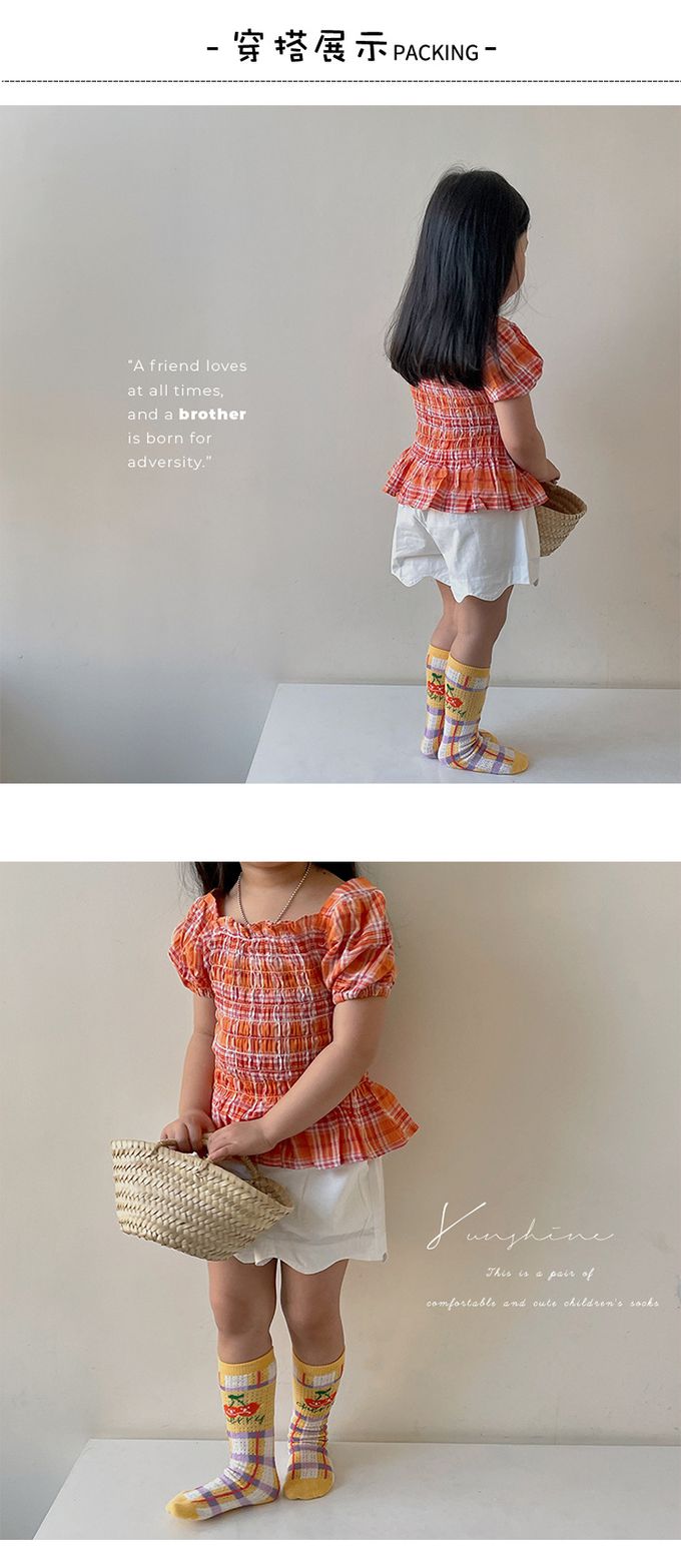 JB clothes - 三入一組-1179櫻桃星球網中筒眼襪