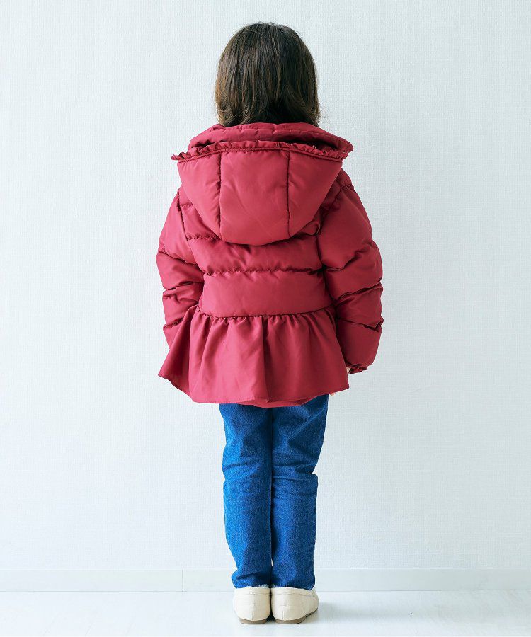 日本 apres les cours - [女孩最愛]愛心金釦夢幻荷葉鋪棉外套-酒紅