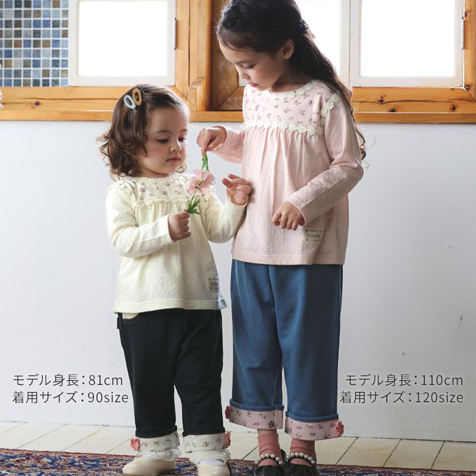 日本 ZOOLAND - 清新紋理假二件長袖上衣-小花肩帶-粉紅