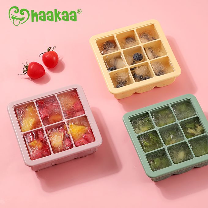 紐西蘭 HaaKaa - 矽膠副食品分裝盒/製冰盒-6 格-黃色-6格x70mL