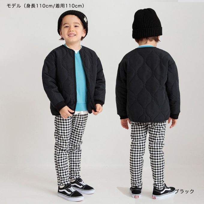 日本 BRANSHES - 簡約波浪絎縫無領休閒外套-格紋-灰白