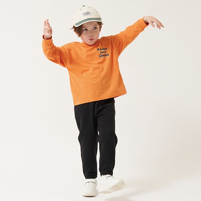 日本 b-ROOM - 休閒印花純棉長袖上衣-更好的我-橘