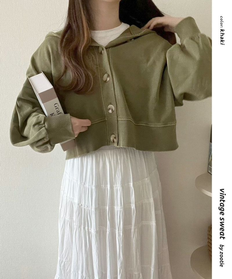 日本 zootie - 聯名款 定番短版連帽薄外套-淺灰杏