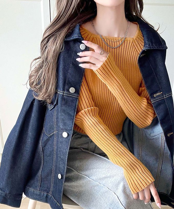 日本 Classical Elf - 優雅羅紋合身針織長袖上衣-黑