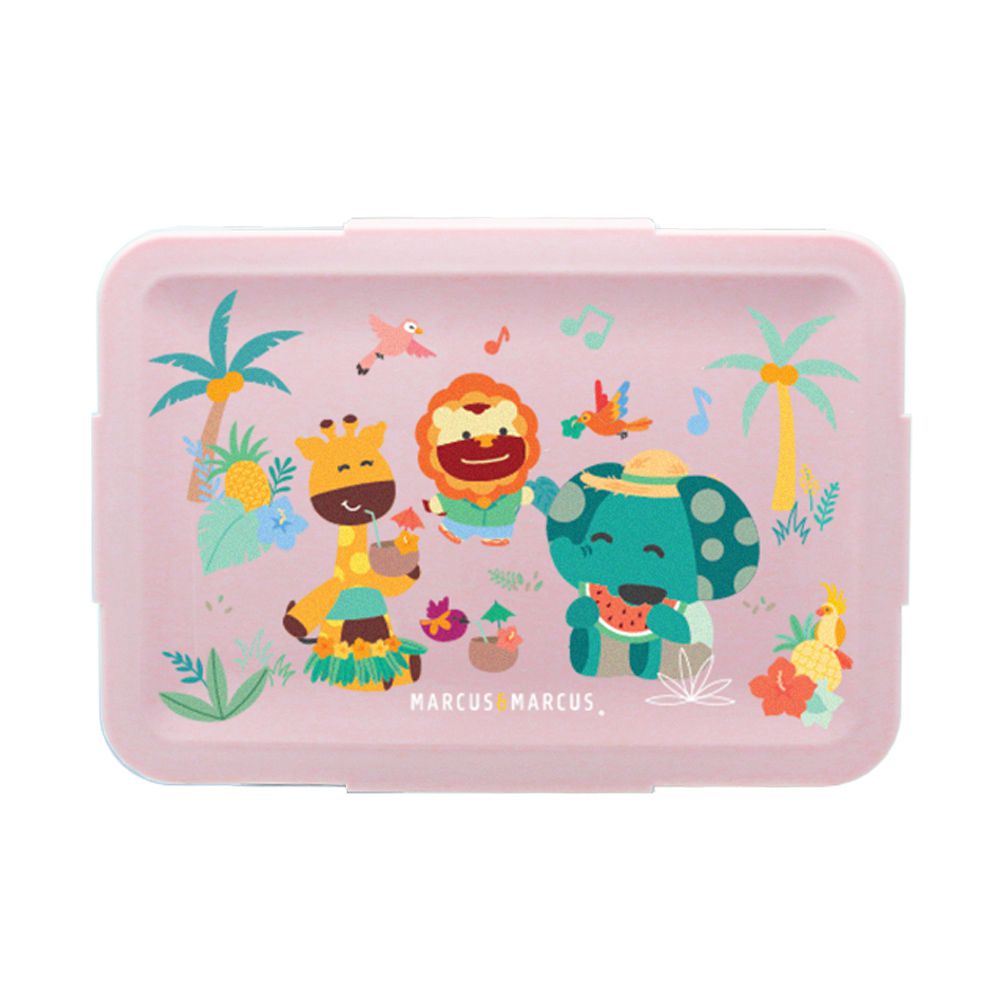 動物樂園輕巧分隔密封餐盒-粉