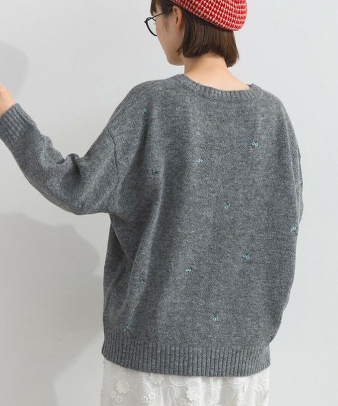 日本 Lupilien - 低調小花刺繡圓領開襟針織外套-可可