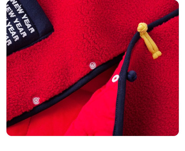 唐裝風夾棉長袖外套-英文字+年獸-深藍色