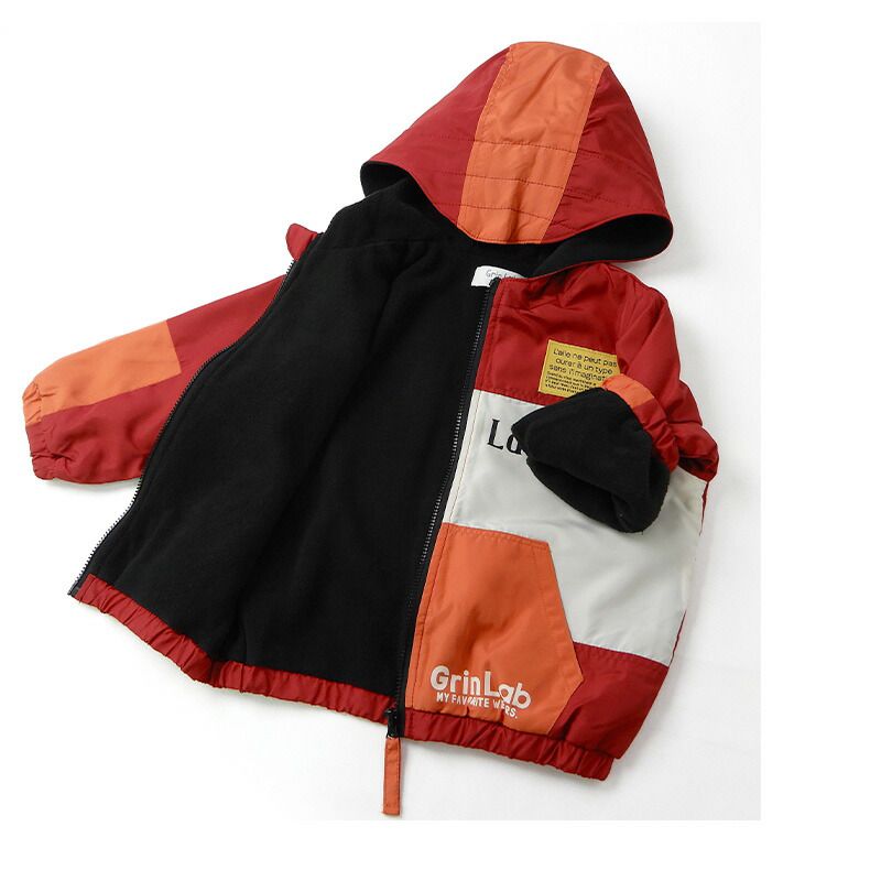 日本 ZOOLAND - 撥水加工 保暖搖粒絨外套-撞色拼接-紫綠