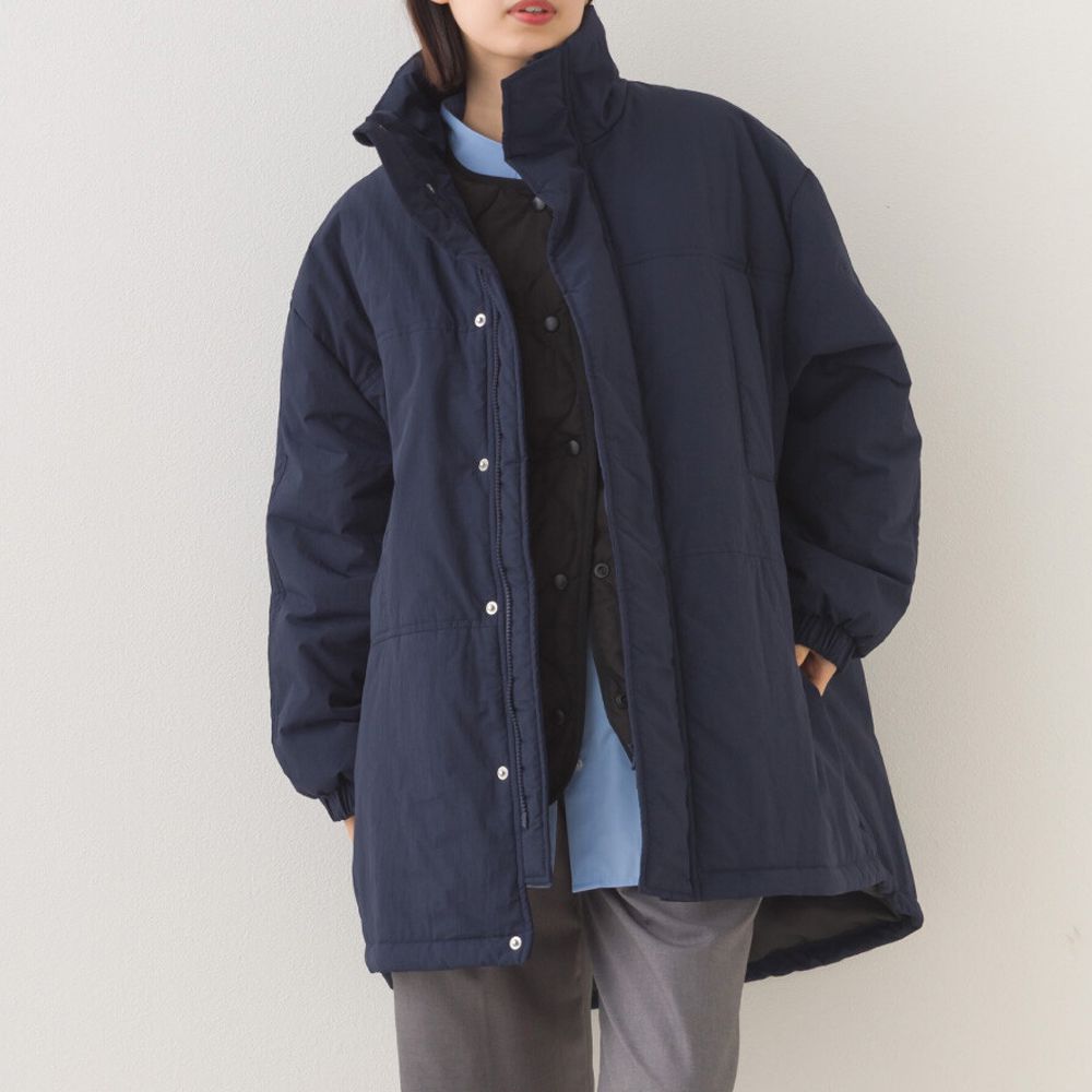 蓬鬆厚感科技羽絨大衣保暖外套-海軍藍