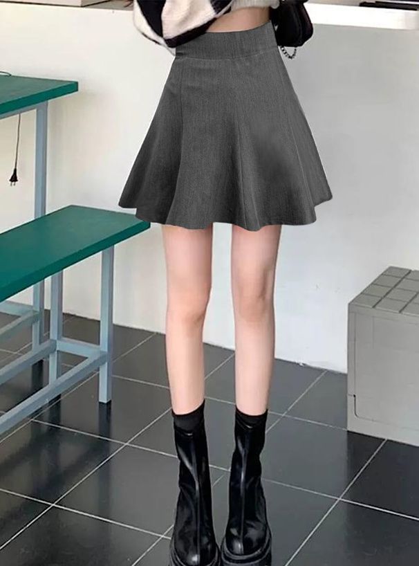 日本 GRL - 學院風百搭短裙-黑